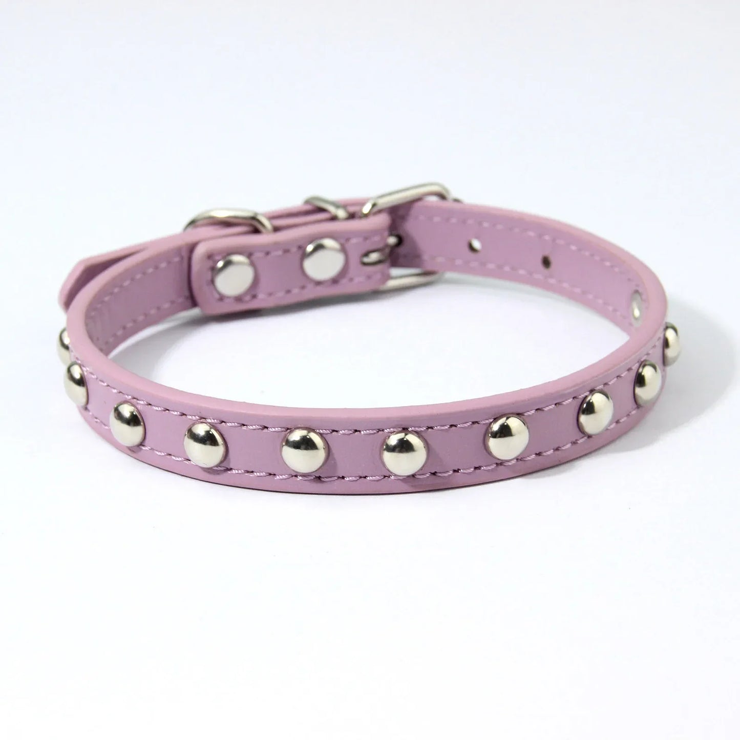 Lavender Rhinestone Leather Pet Collar