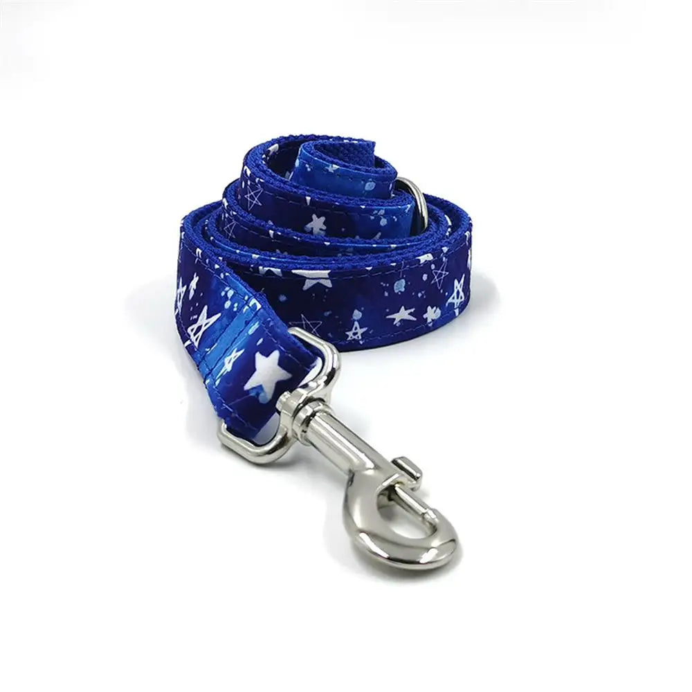 Personalized Royal Blue & White Stars Pet Collar & Leash Set - Pet Panache Boutique