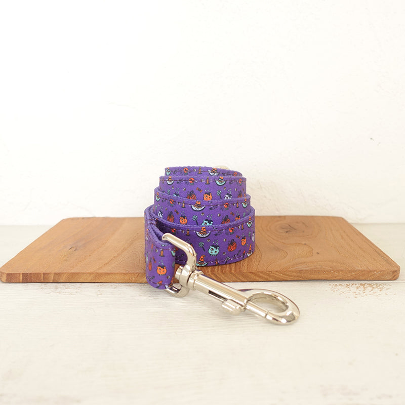 Purple Pumpkin Pattern Bow Collar & Leash Set - Pet Panache Boutique