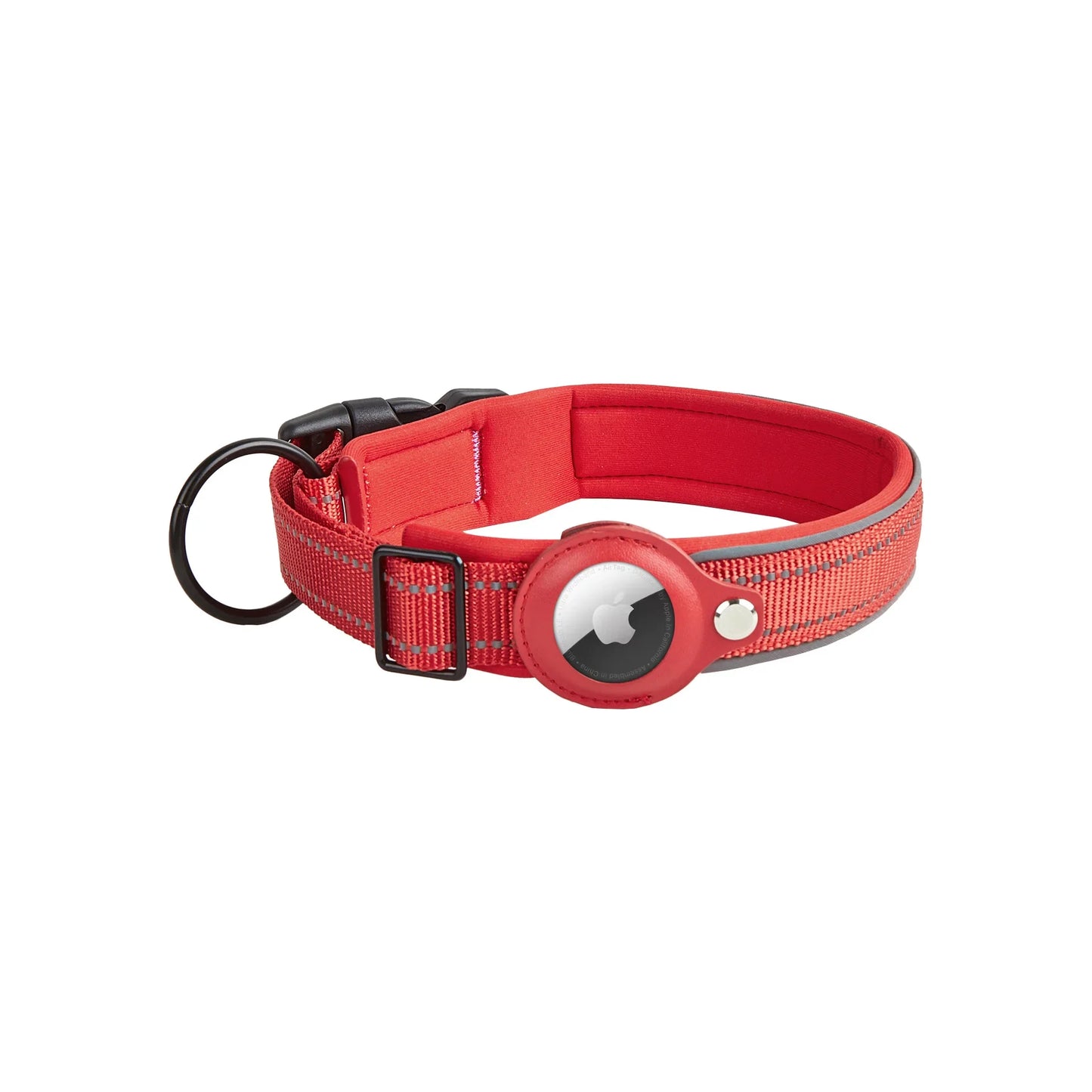 Red Pet Air Tag Collar with durable material and snug fit for secure pet tracking