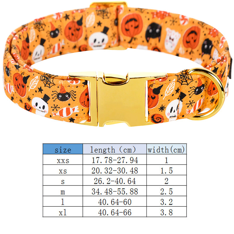 Personalized Festive Halloween Pet Collar with Bow & Leash Set - Pet Panache Boutique
