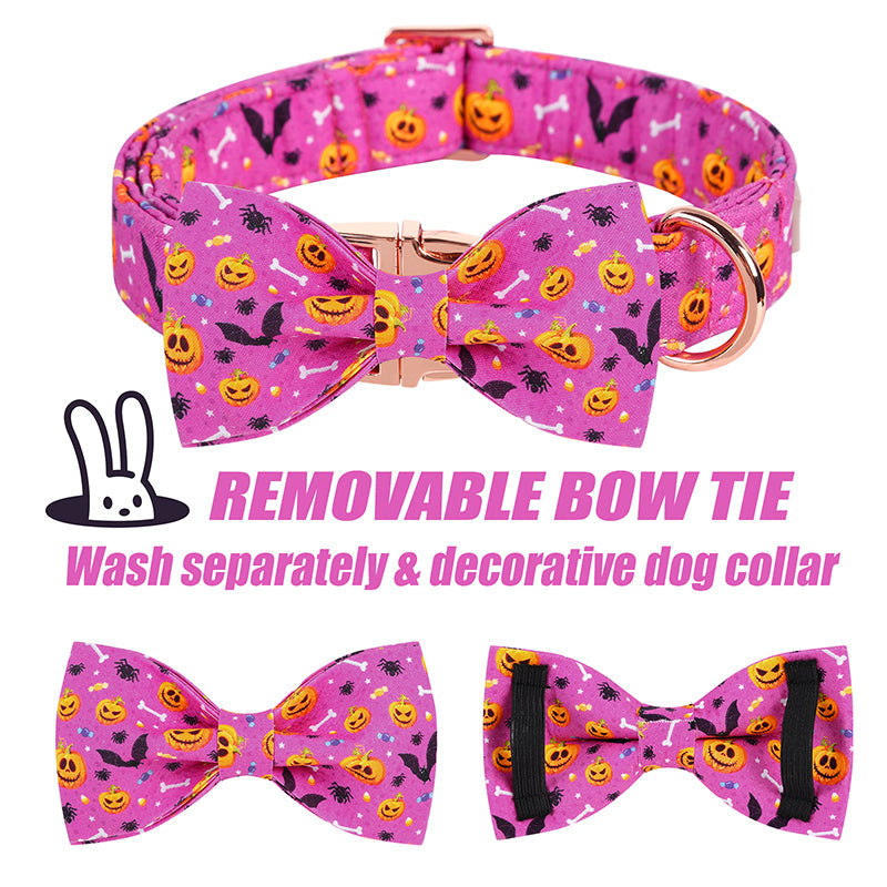 Personalized Halloween Pink Pet Collar & Bow Set - Pet Panache Boutique