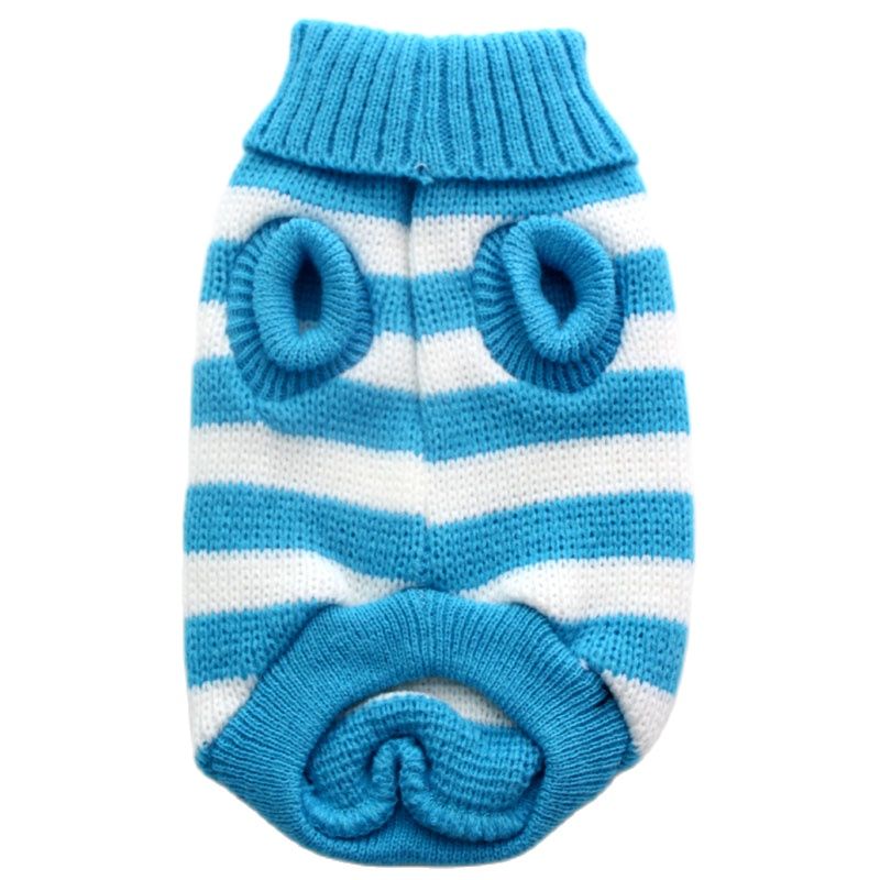 Blue striped pet sweater with cozy fit and durable knit design