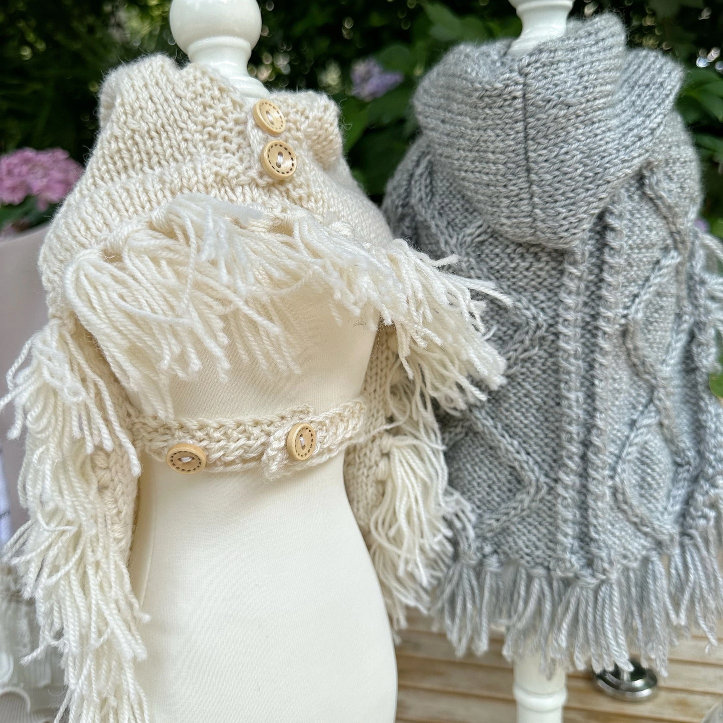 Hooded Knit Boho Fringed Pet Sweater Poncho - Pet Panache Boutique