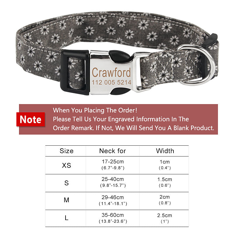 Personalized Pet Collars White Flower Pattern - Pet Panache Boutique