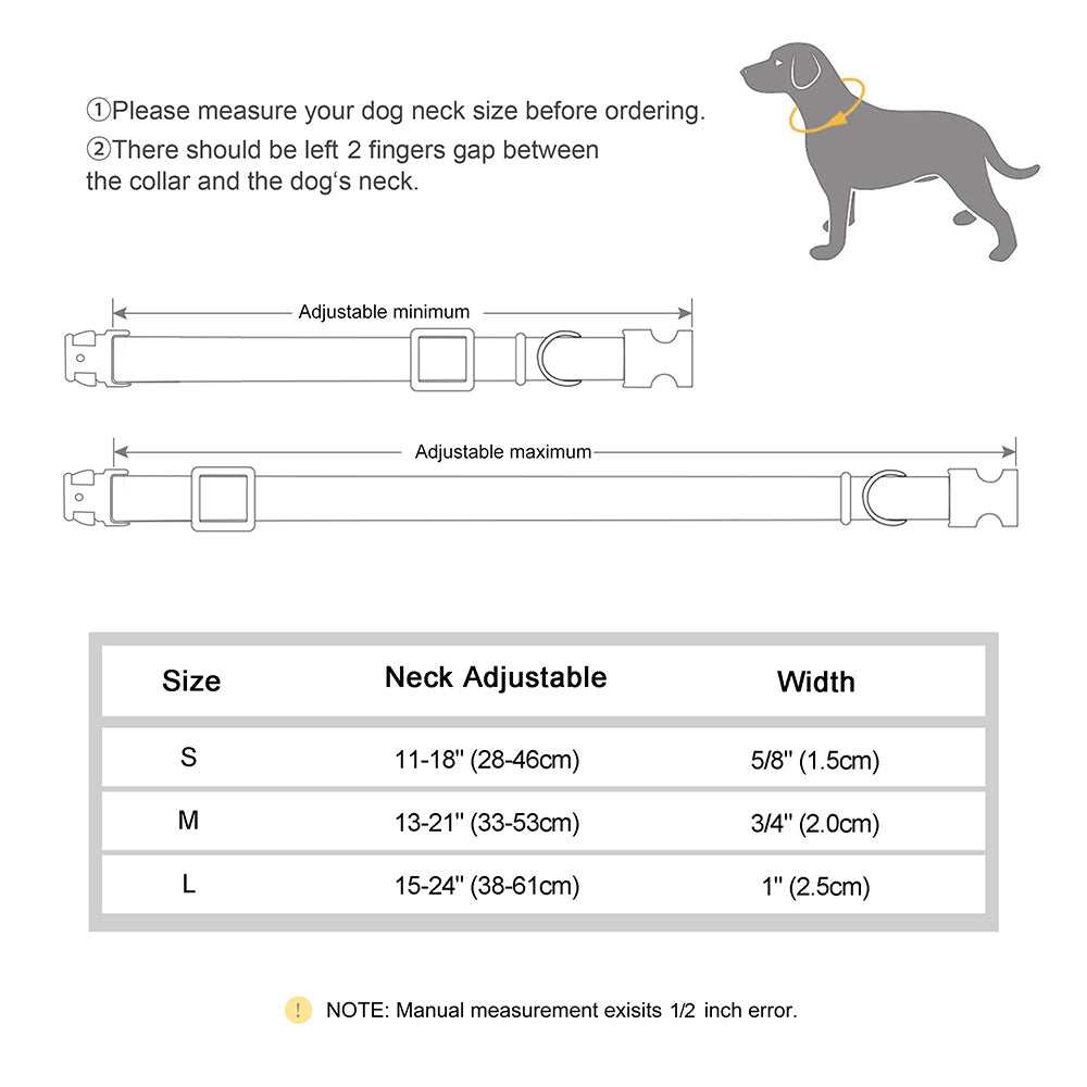 Floral Blossom Flower Pet Collar size and adjustment guide with measurement instructions and illustration