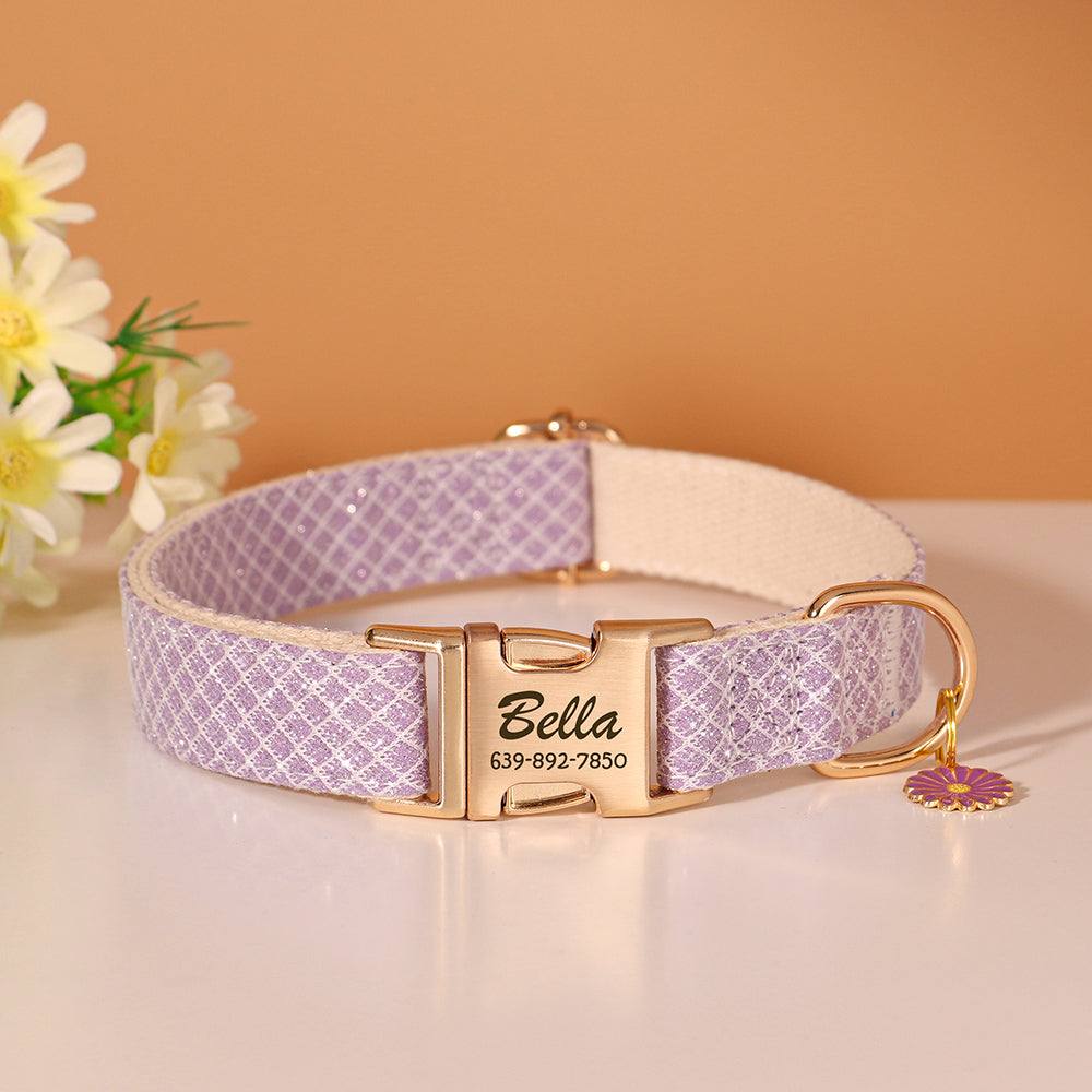 Pastel multicolor mermaid pattern pet collar with personalized buckle and charm