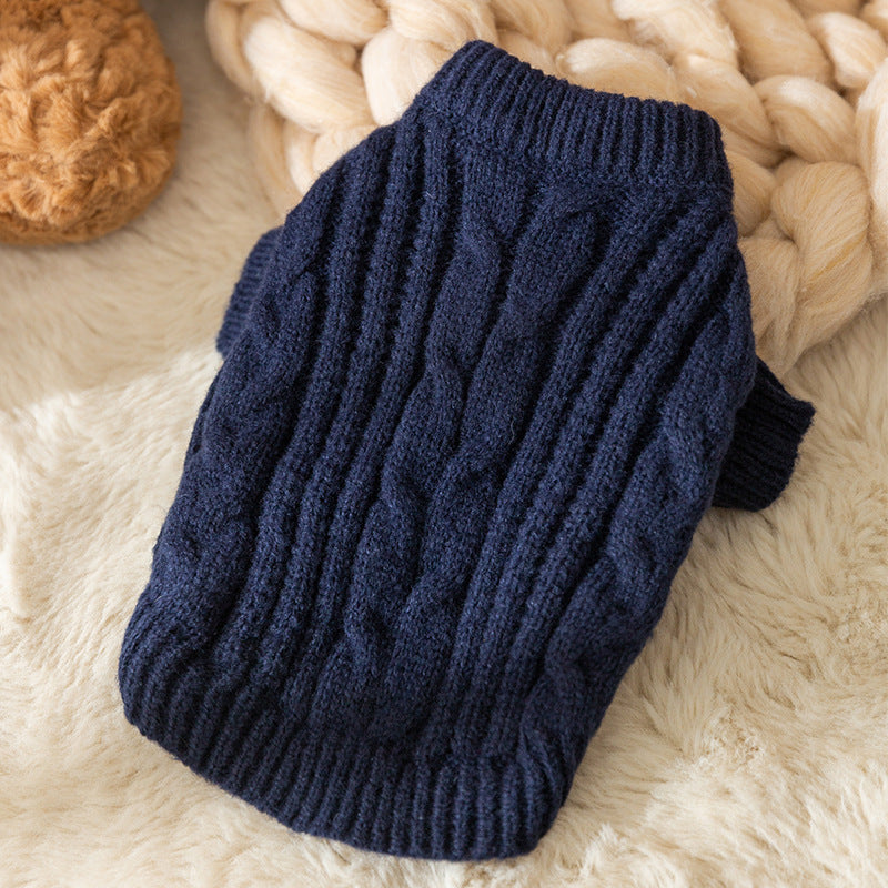 Navy Knit Pet Sweater