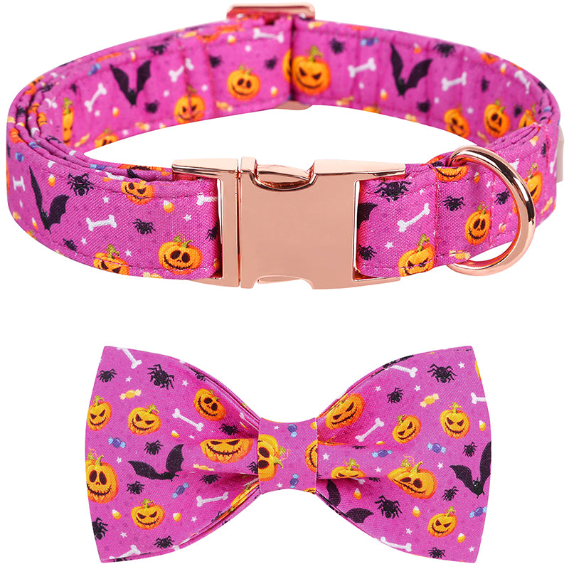 Personalized Halloween Pink Pet Collar & Bow Set - Pet Panache Boutique