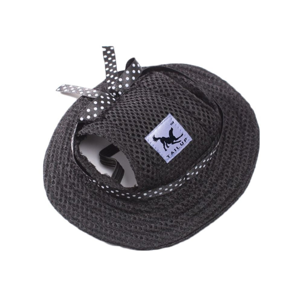 Black pet sun hat from Pet Panache Boutique, stylish pet hat with wide brim for sun protection.