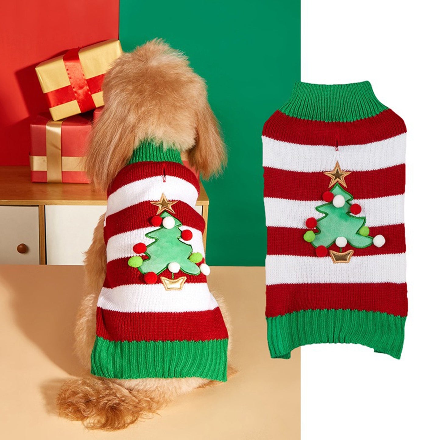 Candy Tree Christmas Tree Pet Sweater Vest - Pet Panache Boutique