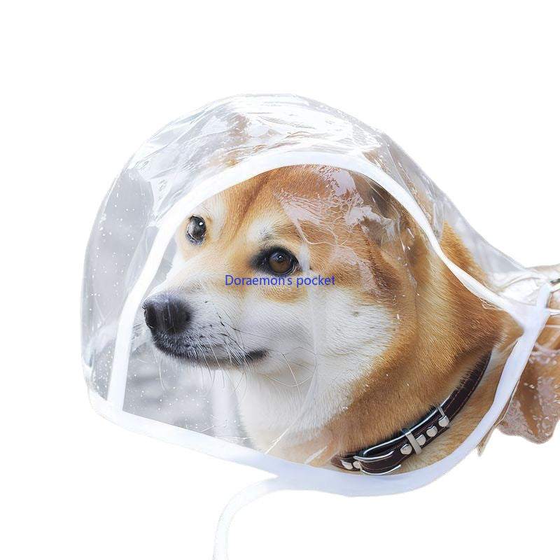 Clear Pet Raincoat with colorful trim from Pet Panache Boutique, showing the transparent waterproof coat with vibrant accents.