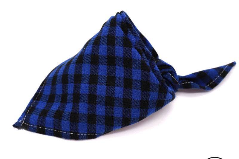 Cobalt Blue Plaid Pet Bandanna - Pet Panache Boutique