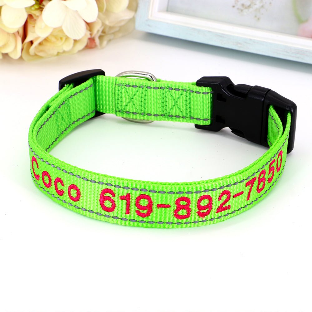 Personalized Neon Green Nylon Pet Collar - Pet Panache Boutique