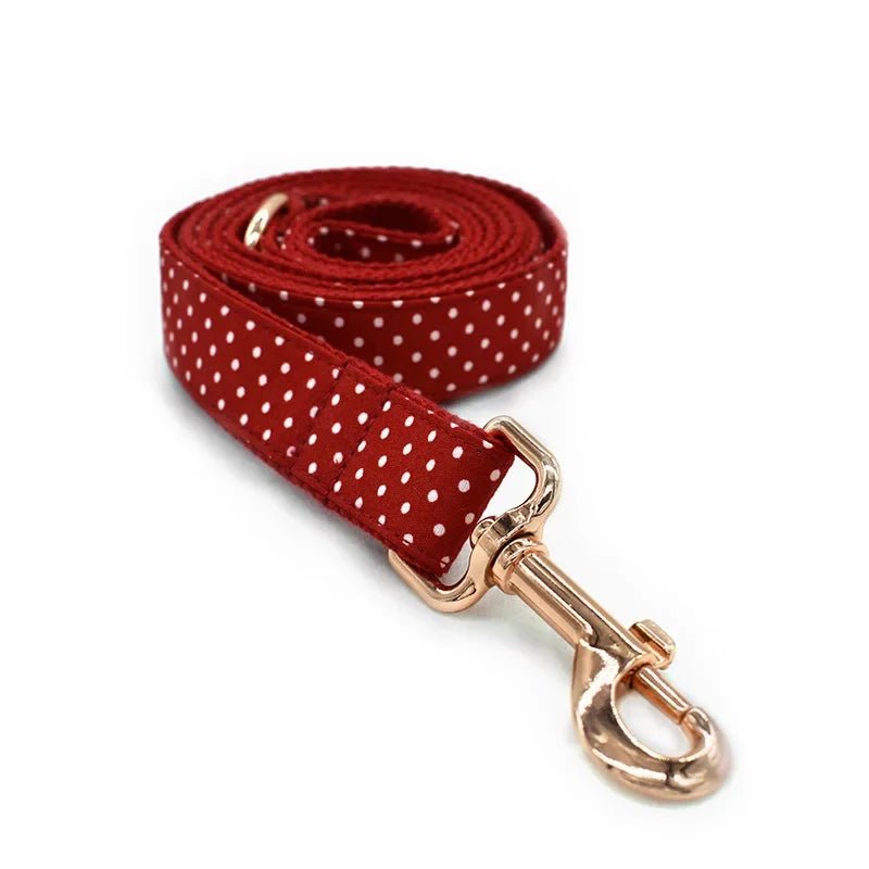 Personalized Red & White Polka Dot Pet Collar & Leash Set - Pet Panache Boutique