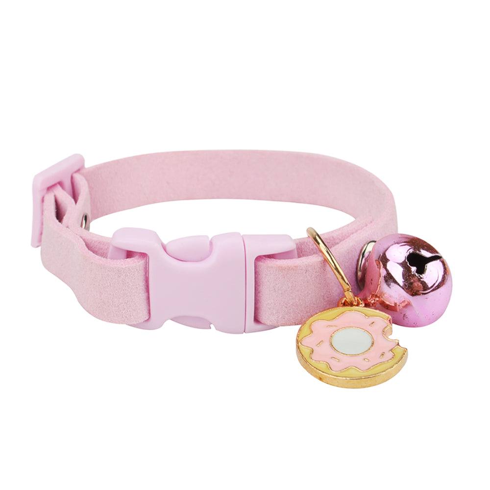 Pink or Hot Pink Velvet Cat Collar with Bell & Charm - Pet Panache Boutique