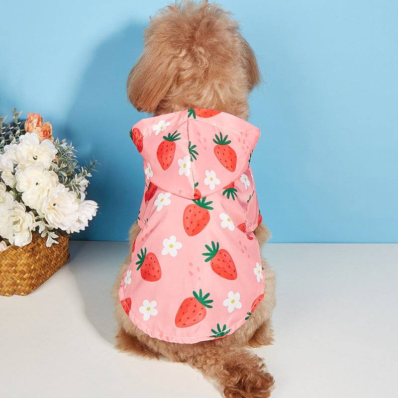 Pink Strawberry Pet Raincoat - Pet Panache Boutique
