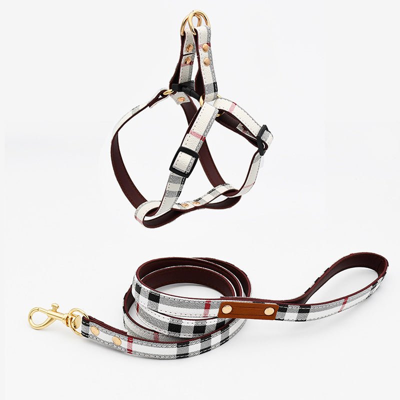 Plaid Small Dog Harness & Leash Set - Pet Panache Boutique