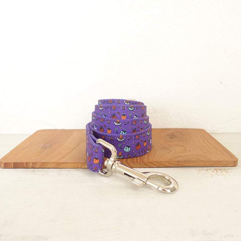 Purple Pumpkin Pattern Bow Collar & Leash Set - Pet Panache Boutique