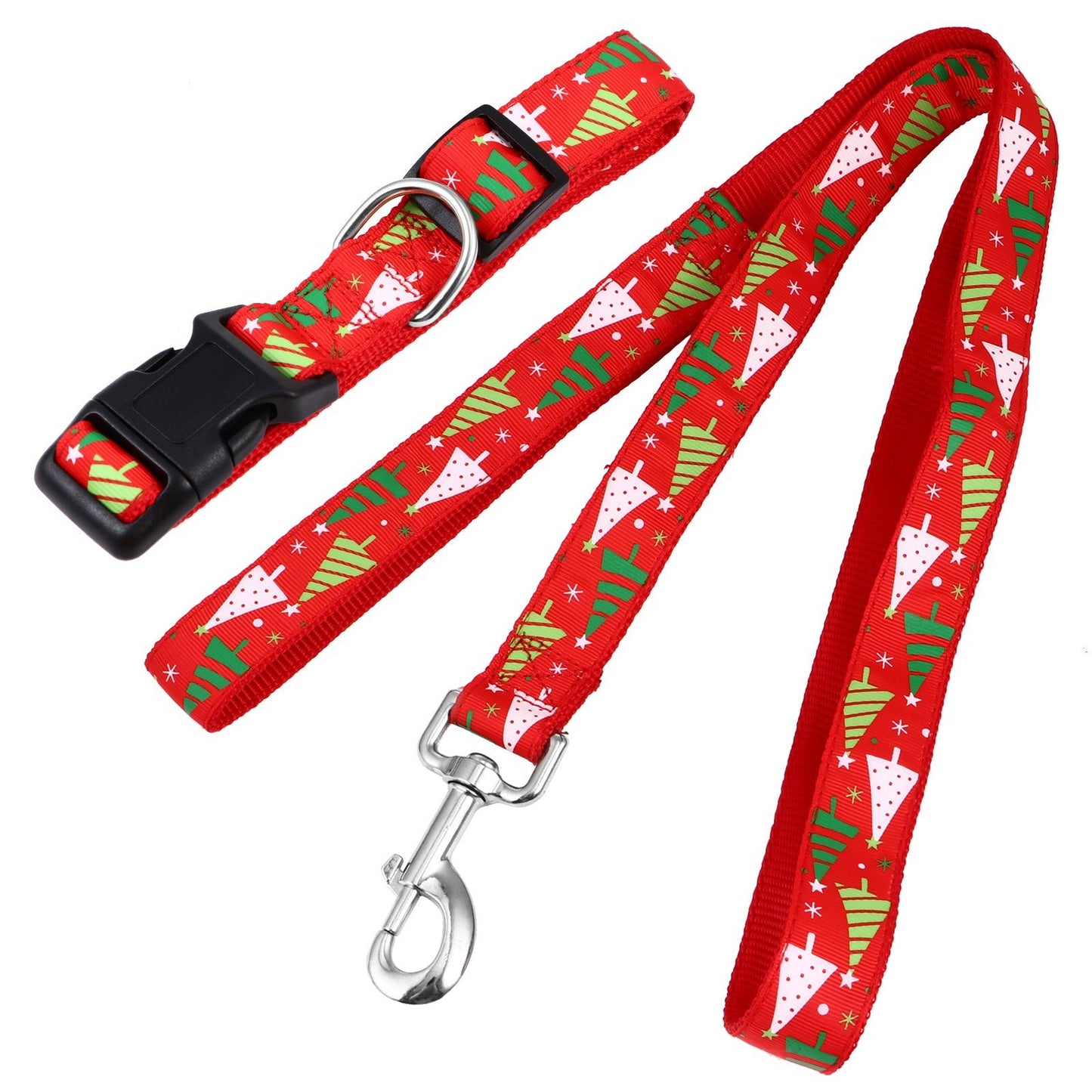 Red Christmas Tree Pet Collar & Leash Set - Pet Panache Boutique