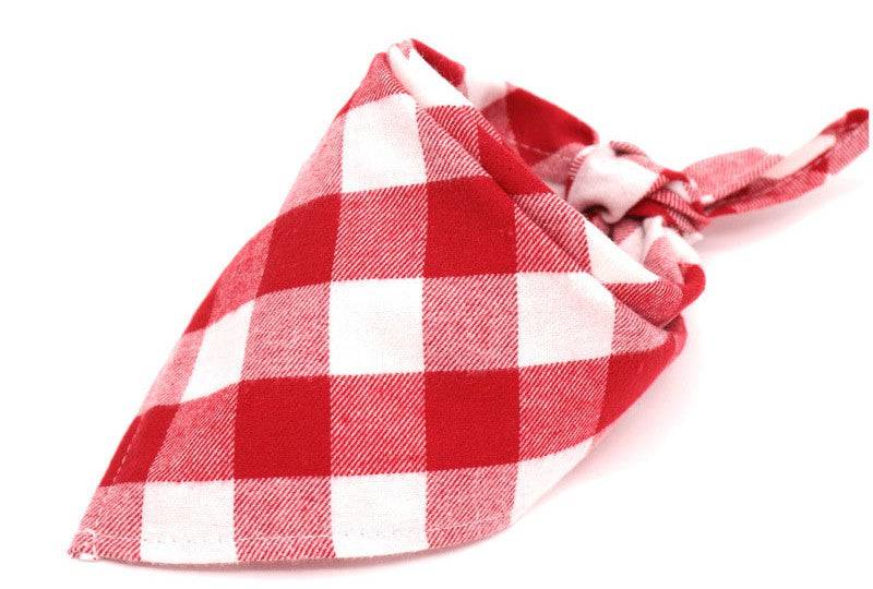 Red & White Plaid Pet Collar - Pet Panache Boutique