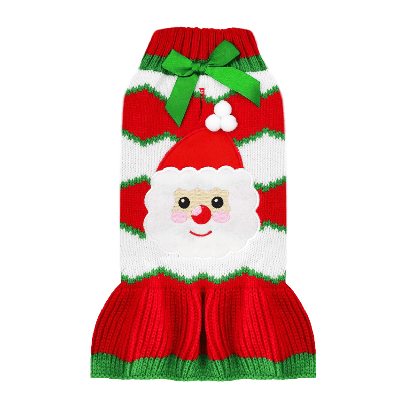 Santa Claus Ruffle Knit sweater - Pet Panache Boutique