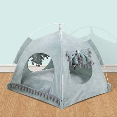 Serene Blue Cushioned Pet Tent - Pet Panache Boutique