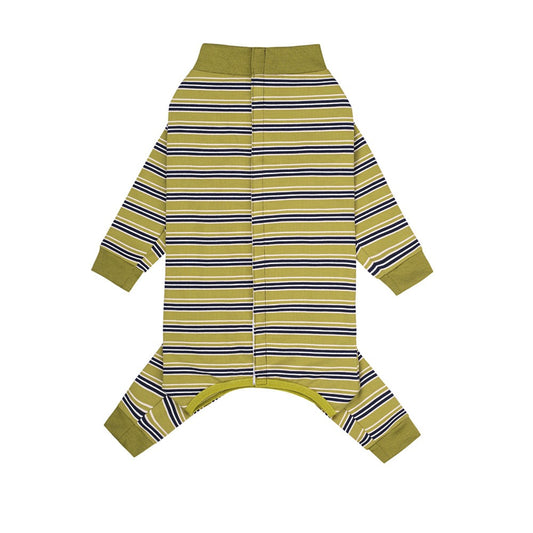 Olive Green Striped Pet Pajamas