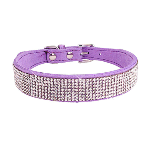 Purple Rhinestone Pet Collar