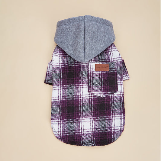Burgundy Plaid Pet Hoodie