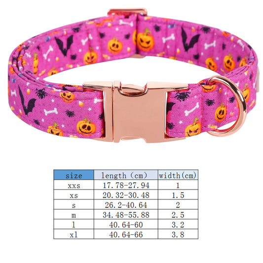 Personalized Halloween Pink Pet Collar & Bow Set - Pet Panache Boutique