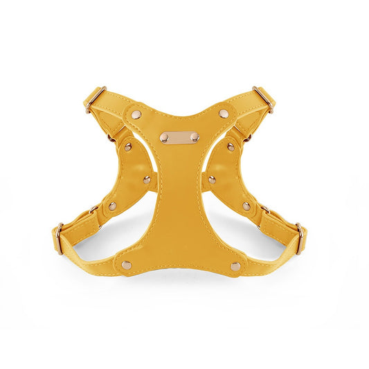 Canary Yellow Leather Studded Pet Harness