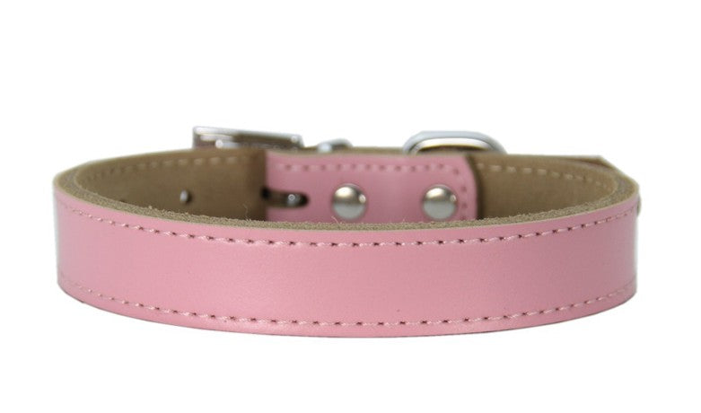 Pink Leather Pet Collar