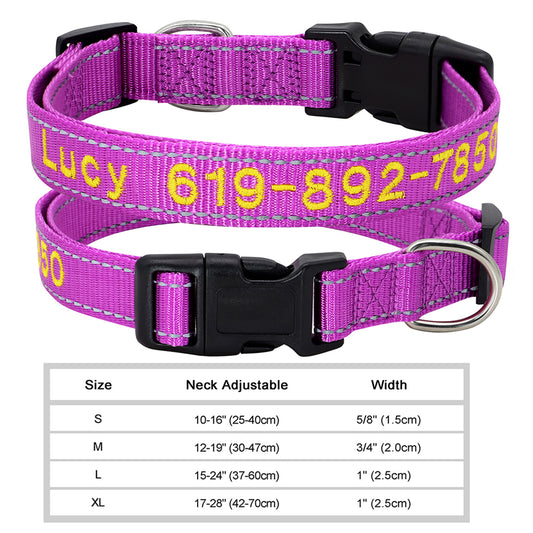 Light Purple Ribbed Nylon Personalized Pet Collar