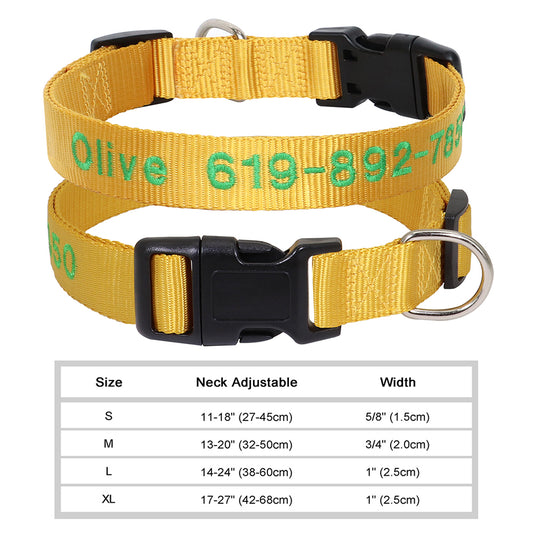 Yellow Ribbed Nylon Personalized Pet Collar