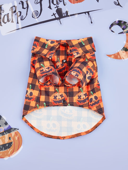 Plaid Collared Pumpkin Pet Shirt - Pet Panache Boutique