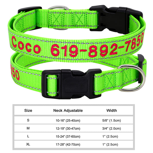 Green Ribbed Nylon Personalized Pet Collar