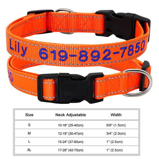 Orange Ribbed Nylon Personalized Pet Collar