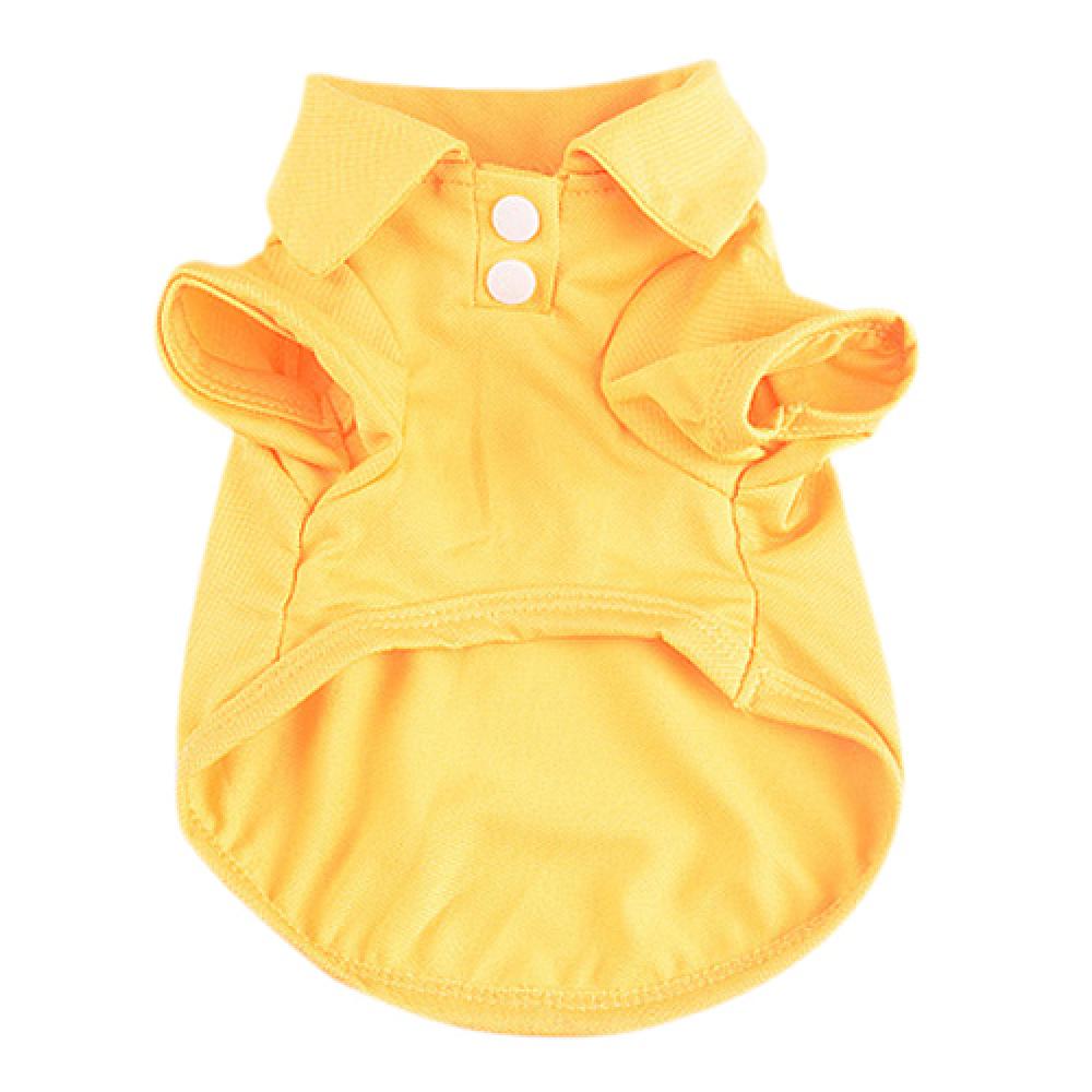 Yellow polo collared pet shirt from Pet Panache Boutique, featuring a classic short-sleeve design for dogs or cats.