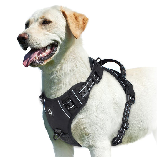 Black Reflective No Pull or Choke Dog Harness