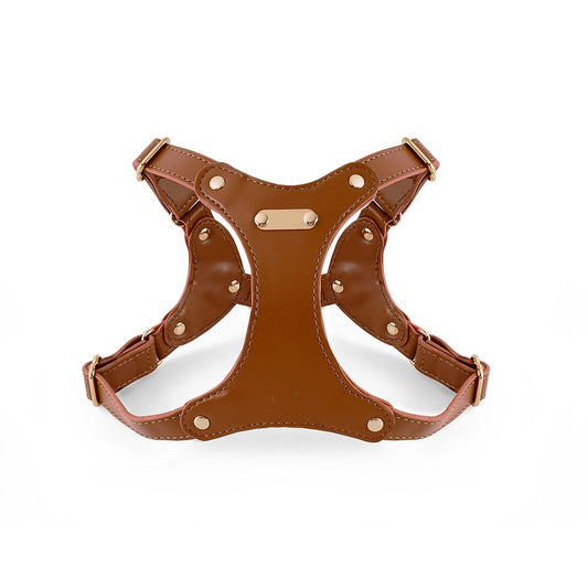 Carmel Brown Studded Leather Pet Harness