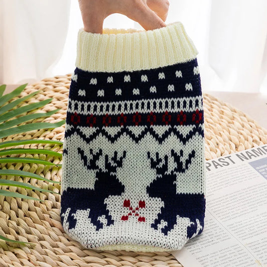 Vintage Blue Winter Pattern Pet Knit Vest