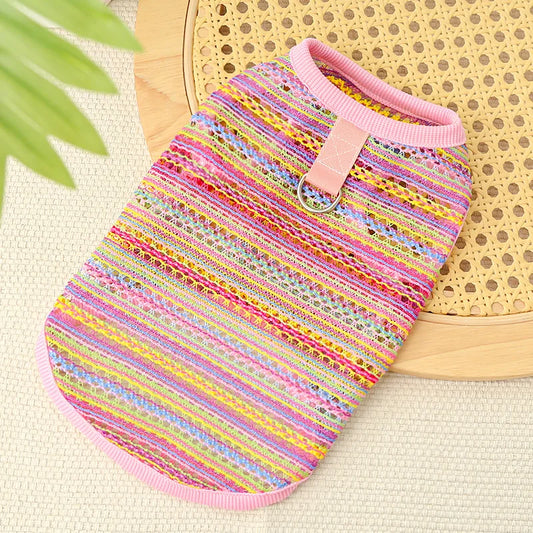 Pink Multicolor Striped Pet Vest
