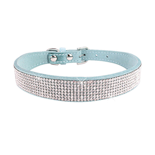 Blue Rhinestone Pet Collar