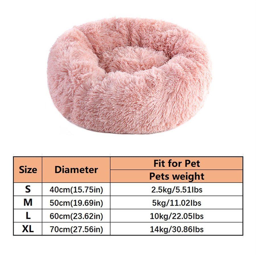 Ballet Pink Plush Round Pet Bed by Pet Panache Boutique with soft, cushioned surface for small pets.