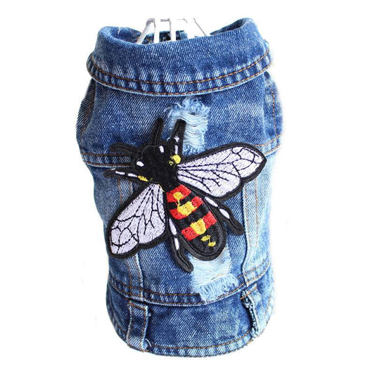 Bee Denim Jacket Pet Vest - Pet Panache Boutique