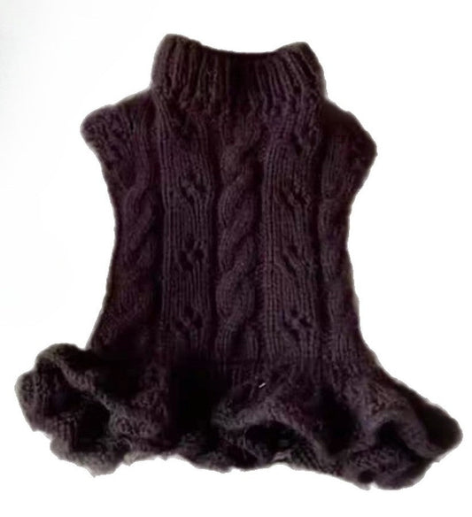 Black Ruffled Pet Knit Sweater - Pet Panache Boutique