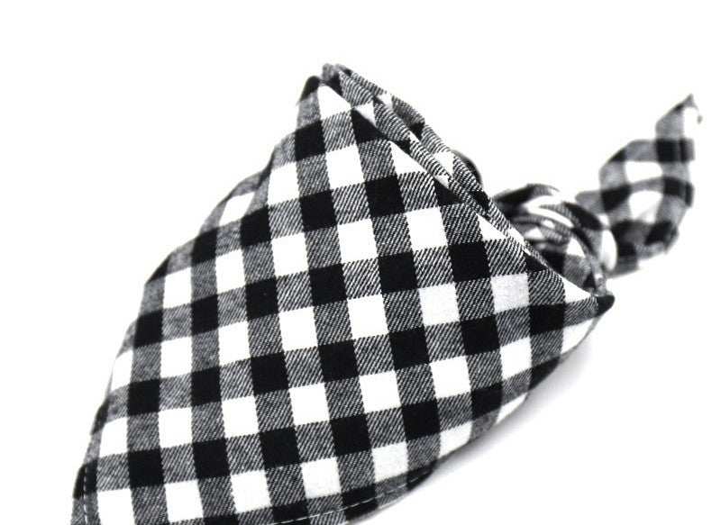 Black & White Plaid Pet Bandanna - Pet Panache Boutique