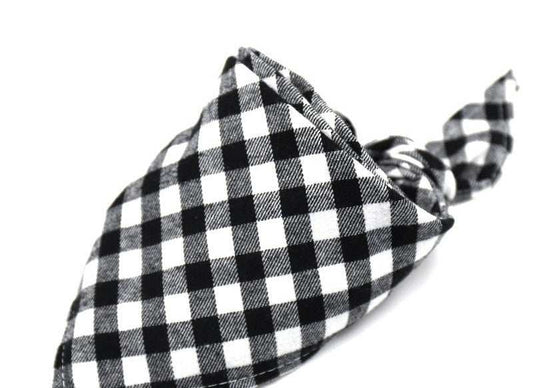 Black & White Plaid Pet Bandanna - Pet Panache Boutique