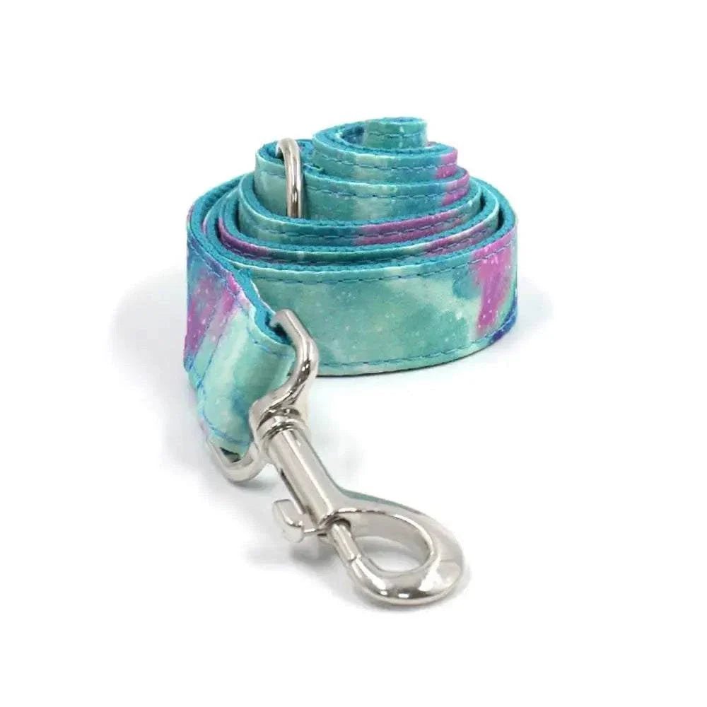 Blue Marble Tye Dye Personalized Pet Collar & Leash Set - Pet Panache Boutique